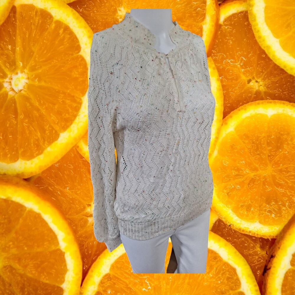 Vintage‎ Mariea Kim Loose Knit White Long Sleeve Sweater